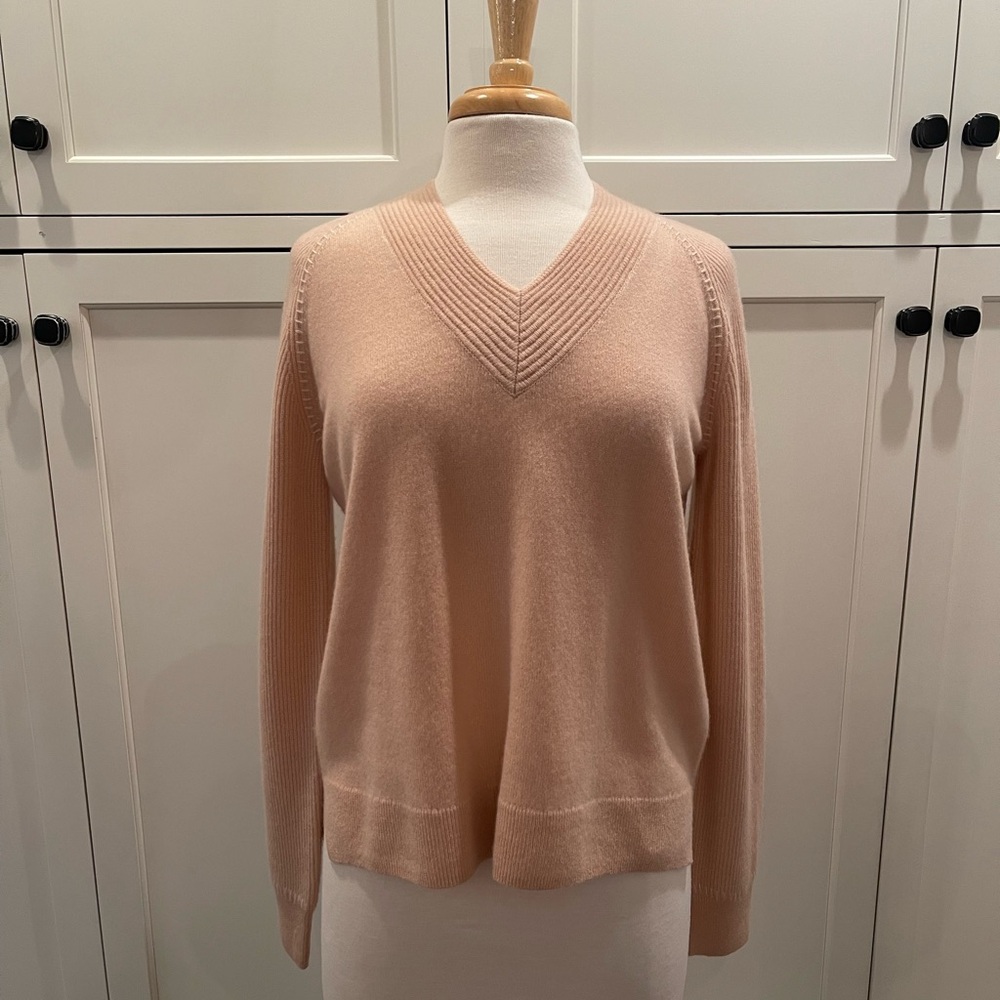 Johnny Was Casey Cashmere Whipstitch Pullover Sweater Size S